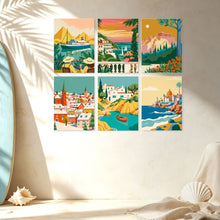 Cargar imagen en el visor de la galería, Mini Serie Pintar por Números 15x20cm (6 piezas) - Viajes junto al mar