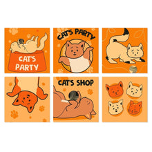Cargar imagen en el visor de la galería, Mini Serie Pintar por Números 20x20cm (6 piezas) - Fiesta de gatos Figured'Art