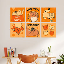 Cargar imagen en el visor de la galería, Mini Serie Pintar por Números 20x20cm (6 piezas) - Fiesta de gatos