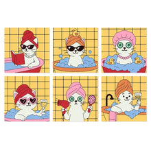 Cargar imagen en el visor de la galería, Mini Serie Pintar por Números 20x20cm (6 piezas) - Gatos en el spa 1 Figured'Art