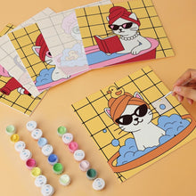 Cargar imagen en el visor de la galería, Mini Serie Pintar por Números 20x20cm (6 piezas) - Gatos en el spa 1