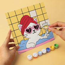 Cargar imagen en el visor de la galería, Mini Serie Pintar por Números 20x20cm (6 piezas) - Gatos en el spa 1