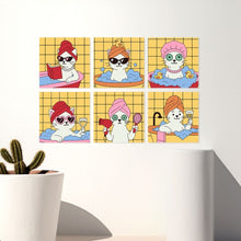 Cargar imagen en el visor de la galería, Mini Serie Pintar por Números 20x20cm (6 piezas) - Gatos en el spa 1
