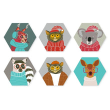 Cargar imagen en el visor de la galería, Mini Serie Pintar por Números - Hexágonos (6 piezas) - Retratos de animalitos Figured'Art