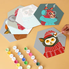 Cargar imagen en el visor de la galería, Mini Serie Pintar por Números - Hexágonos (6 piezas) - Retratos de animalitos
