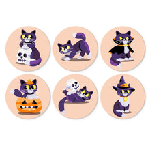 Cargar imagen en el visor de la galería, Mini Serie Pintar por Números - discos de Ø20cm (6 piezas) - Gato y magia de medianoche Figured'Art