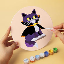 Cargar imagen en el visor de la galería, Mini Serie Pintar por Números - discos de Ø20cm (6 piezas) - Gato y magia de medianoche