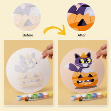 Cargar imagen en el visor de la galería, Mini Serie Pintar por Números - discos de Ø20cm (6 piezas) - Gato y magia de medianoche