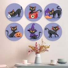 Cargar imagen en el visor de la galería, Mini Serie Pintar por Números - discos de Ø20cm (6 piezas) - Gatos y brujería