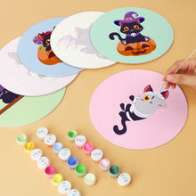 Cargar imagen en el visor de la galería, Mini Serie Pintar por Números - discos de Ø20cm (6 piezas) - Gatitos de Halloween