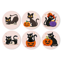 Cargar imagen en el visor de la galería, Mini Serie Pintar por Números - discos de Ø20cm (6 piezas) - Gatos espeluznantes Figured'Art