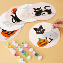 Cargar imagen en el visor de la galería, Mini Serie Pintar por Números - discos de Ø20cm (6 piezas) - Gatos espeluznantes