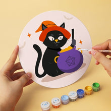 Cargar imagen en el visor de la galería, Mini Serie Pintar por Números - discos de Ø20cm (6 piezas) - Gatos espeluznantes