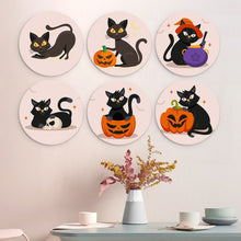 Cargar imagen en el visor de la galería, Mini Serie Pintar por Números - discos de Ø20cm (6 piezas) - Gatos espeluznantes