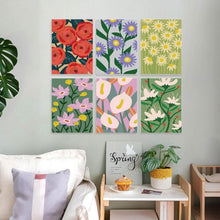 Cargar imagen en el visor de la galería, Mini Serie Pintar por Números 15x20cm (6 piezas) - Flores vibrantes