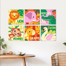 Cargar imagen en el visor de la galería, Mini Serie Pintar por Números 20x20cm (6 piezas) - Animales juguetones