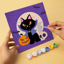Cargar imagen en el visor de la galería, Mini Serie Pintar por Números 20x20cm (6 piezas) - Gatos juguetones de Halloween