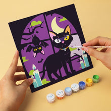 Cargar imagen en el visor de la galería, Mini Serie Pintar por Números 20x20cm (6 piezas) - Gato negro de Halloween