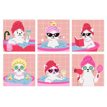 Cargar imagen en el visor de la galería, Mini Serie Pintar por Números 20x20cm (6 piezas) - Gatos en el spa 2 Figured'Art