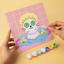 Cargar imagen en el visor de la galería, Mini Serie Pintar por Números 20x20cm (6 piezas) - Gatos en el spa 2