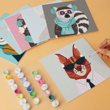 Cargar imagen en el visor de la galería, Mini Serie Pintar por Números 20x20cm (6 piezas) - Animalitos geniales