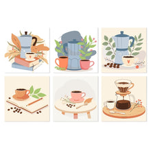 Cargar imagen en el visor de la galería, Mini Serie Pintar por Números 20x20cm (6 piezas) - Ritual del café Figured'Art