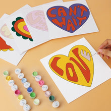 Cargar imagen en el visor de la galería, Mini Serie Pintar por Números 20x20cm (6 piezas) - Corazones groovy