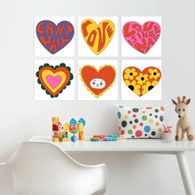 Cargar imagen en el visor de la galería, Mini Serie Pintar por Números 20x20cm (6 piezas) - Corazones groovy