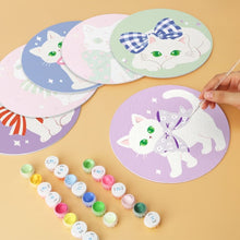Cargar imagen en el visor de la galería, Mini Serie Pintar por Números - discos de Ø20cm (6 piezas) - Lazos y gatos
