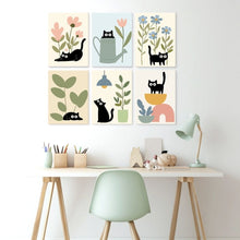 Cargar imagen en el visor de la galería, Mini Serie Pintar por Números 15x20cm (6 piezas) - Gatos negros curiosos