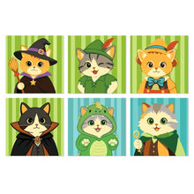 Cargar imagen en el visor de la galería, Mini Serie Pintar por Números 20x20cm (6 piezas) - Elenco de gatos fantásticos Figured'Art
