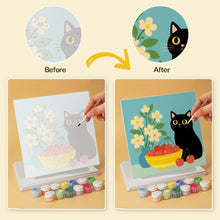 Cargar imagen en el visor de la galería, Mini Serie Pintar por Números 20x20cm (6 piezas) - Gato y frutas coloridas