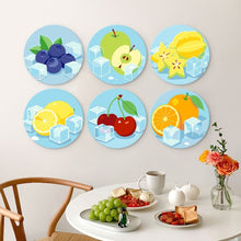 Cargar imagen en el visor de la galería, Mini Serie Pintar por Números - discos de Ø20cm (6 piezas) - Frutas escarchadas