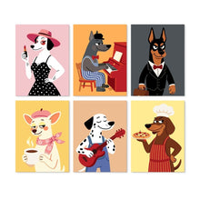 Cargar imagen en el visor de la galería, Mini Serie Pintar por Números 15x20cm (6 piezas) - Perros elegantes Figured'Art