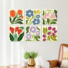 Cargar imagen en el visor de la galería, Mini Serie Pintar por Números 20x20cm (6 piezas) - Estampado floral vintage