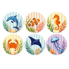 Cargar imagen en el visor de la galería, Mini Serie Pintar por Números - discos de Ø20cm (6 piezas) - Vida marina Figured'Art