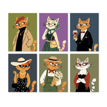 Cargar imagen en el visor de la galería, Mini Serie Pintar por Números 15x20cm (6 piezas) - Gatos elegantes Figured'Art