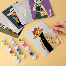 Cargar imagen en el visor de la galería, Mini Serie Pintar por Números 15x20cm (6 piezas) - Gatos elegantes