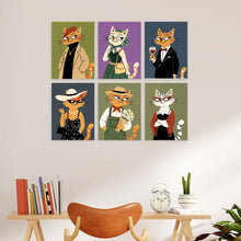 Cargar imagen en el visor de la galería, Mini Serie Pintar por Números 15x20cm (6 piezas) - Gatos elegantes