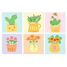 Cargar imagen en el visor de la galería, Mini Serie Pintar por Números 20x20cm (6 piezas) - Rincón de plantas colorido Figured'Art
