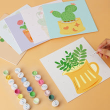 Cargar imagen en el visor de la galería, Mini Serie Pintar por Números 20x20cm (6 piezas) - Rincón de plantas colorido