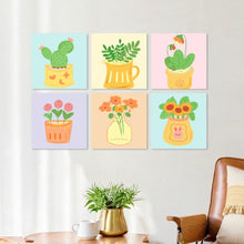 Cargar imagen en el visor de la galería, Mini Serie Pintar por Números 20x20cm (6 piezas) - Rincón de plantas colorido