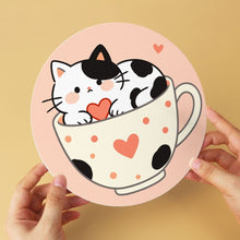 Cargar imagen en el visor de la galería, Mini Serie Pintar por Números - discos de Ø20cm (6 piezas) - Gatos y tazas de té