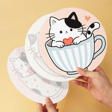 Cargar imagen en el visor de la galería, Mini Serie Pintar por Números - discos de Ø20cm (6 piezas) - Gatos y tazas de té