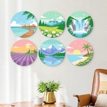 Cargar imagen en el visor de la galería, Mini Serie Pintar por Números - discos de Ø20cm (6 piezas) - Paisajes de ensueño 2