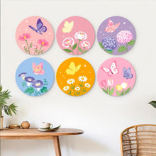 Cargar imagen en el visor de la galería, Mini Serie Pintar por Números - discos de Ø20cm (6 piezas) - Mariposas pastel 2