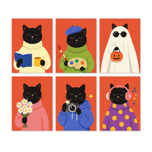 Cargar imagen en el visor de la galería, Mini Serie Pintar por Números 15x20cm (6 piezas) - Un gato, muchos estados de ánimo Figured'Art