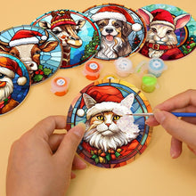 Cargar imagen en el visor de la galería, Pintar por números Posavasos 15cm (6 piezas) - Criaturas de Navidad