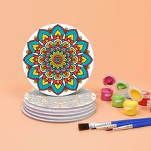 Cargar imagen en el visor de la galería, Pintar por números Posavasos 10cm (6 piezas) - Mandala Colorido
