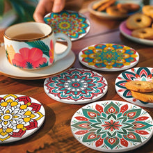 Cargar imagen en el visor de la galería, Pintar por números Posavasos 10cm (6 piezas) - Mandala Colorido